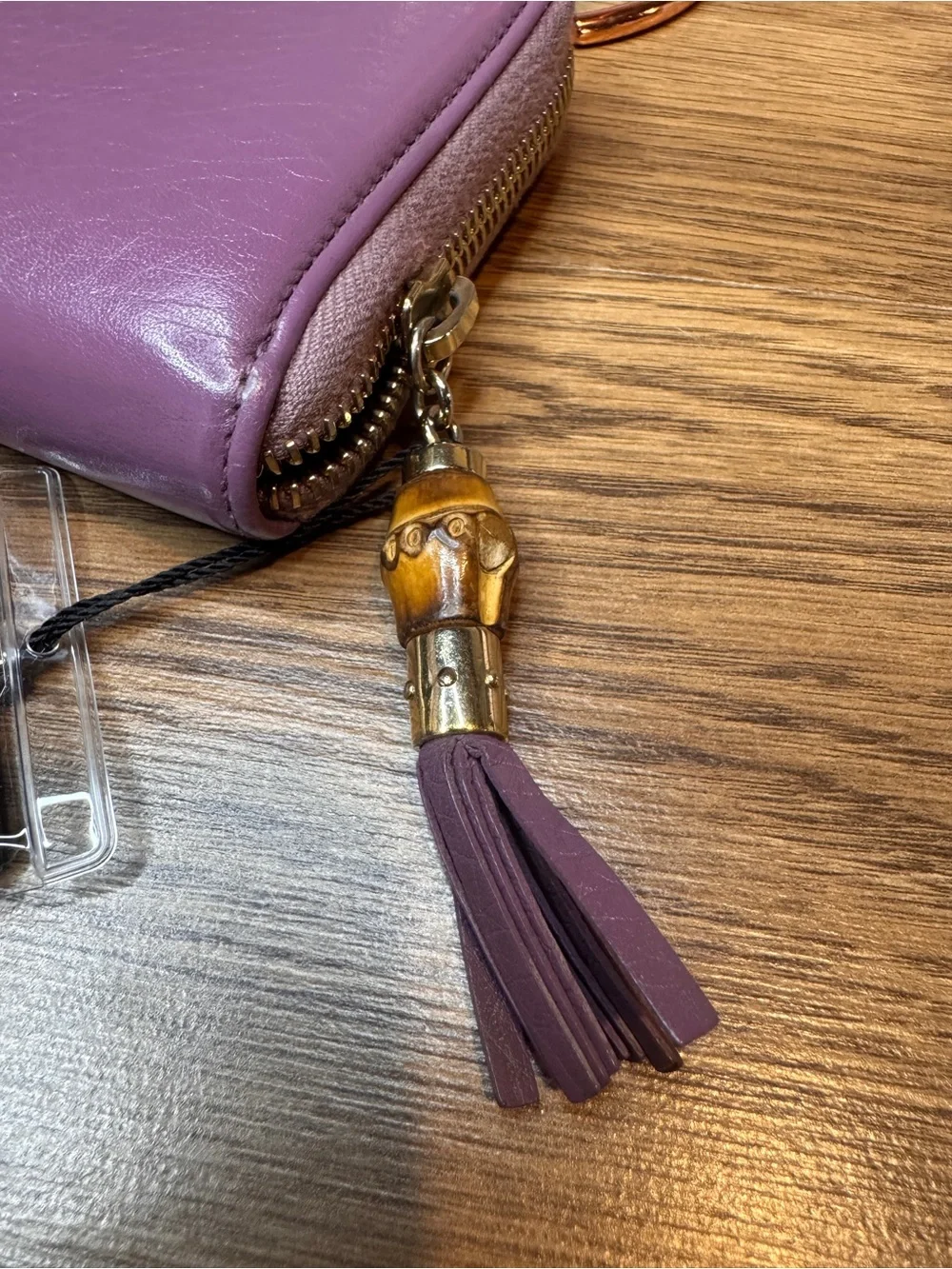 Gucci Leather Bamboo Tassel Zip Around Long Wallet Cert Of Auth Incl Rare Purple - Picture 8 of 15